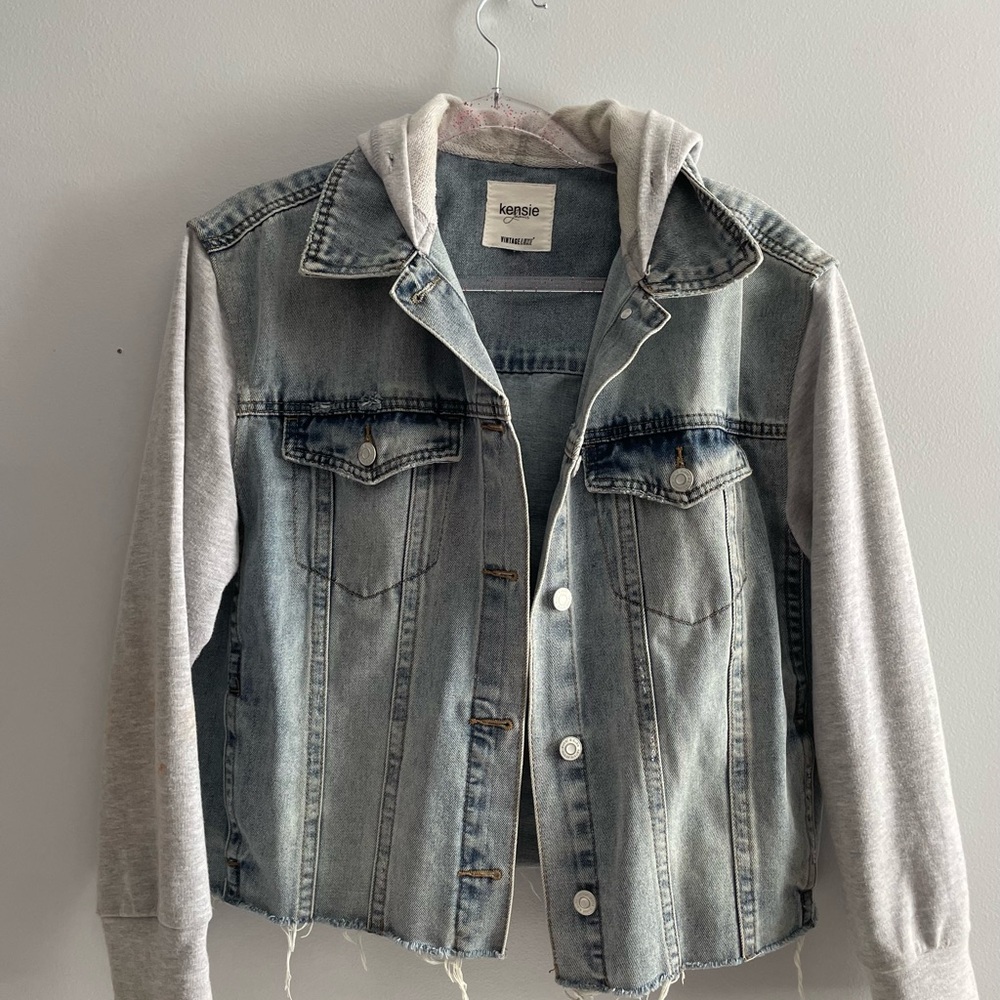 Kensie Denim and Gray Hoodie Jacket